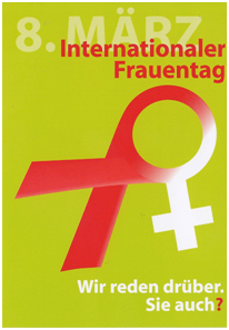Flyer des Arbeitskreis Frauen der AIDS-Hilfe Baden-Württemberg e.V. zum Internationalen Frauentag